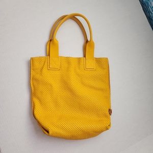 Italian  bright yellow bucket bag leather